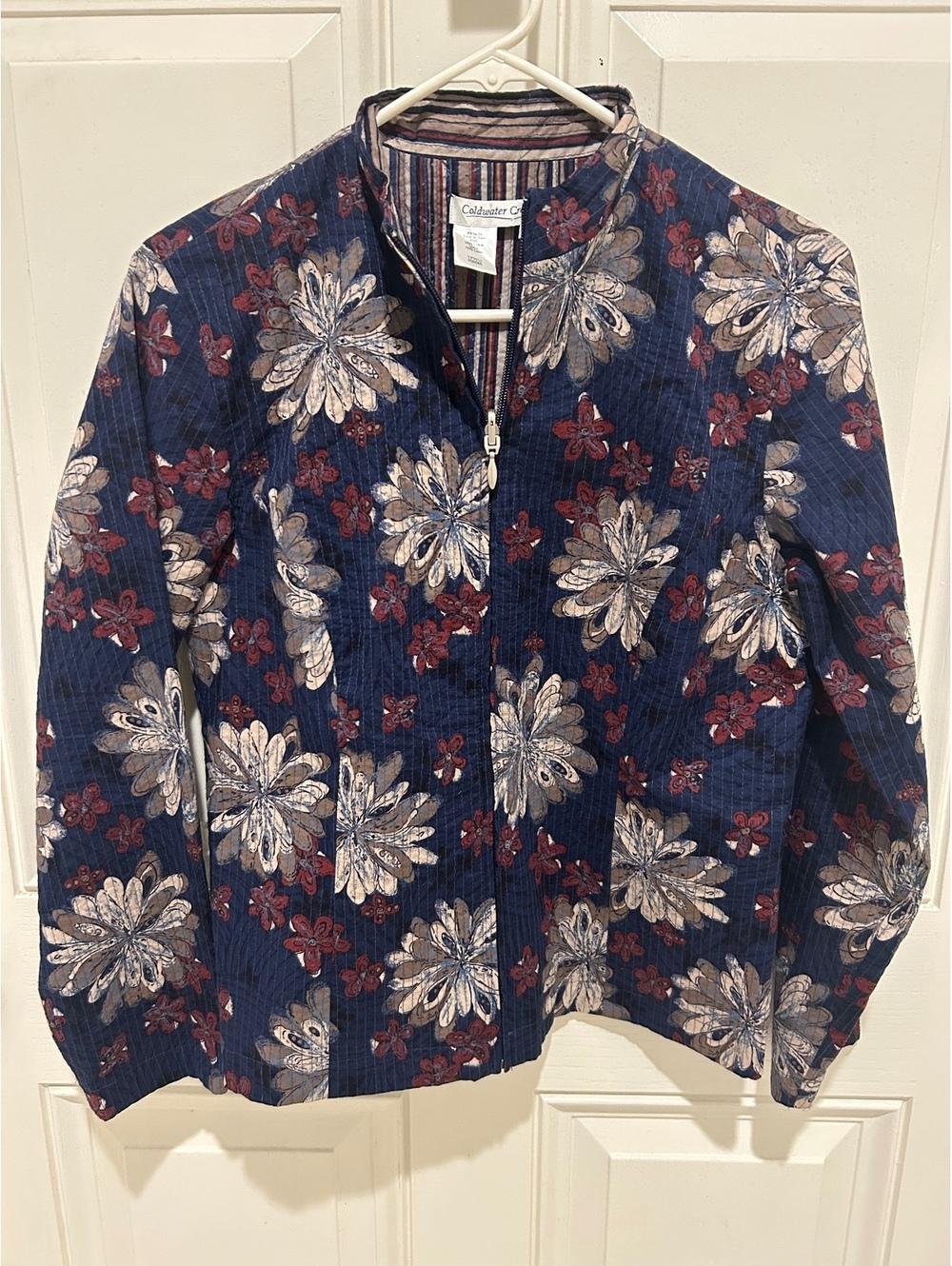 Vintage Coldwater Creek Floral Quilted Jacket Petite Small PS 100% Cotton